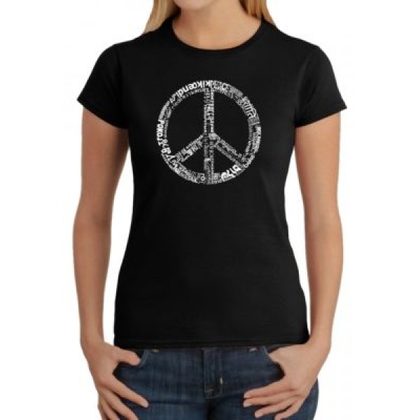 LA Pop Art Word Art T-Shirt - The Word Peace in 77 Different Languages