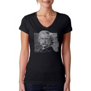 LA Pop Art Word Art V-Neck T-Shirt - Mark Twain 