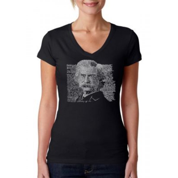 LA Pop Art Word Art V-Neck T-Shirt - Mark Twain