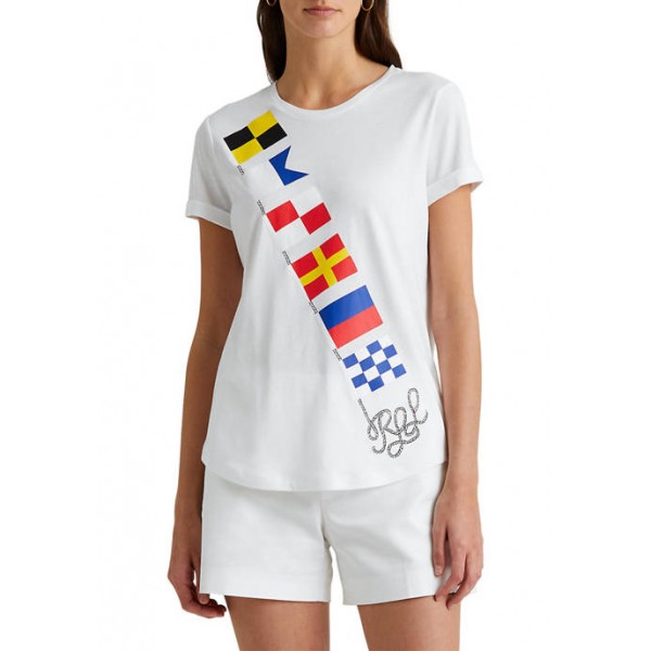Lauren Ralph Lauren Women's Flag Print Jersey T-Shirt