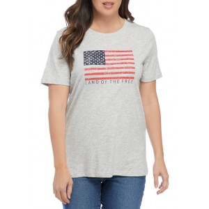Liberty Park Women's Short Sleeve Flag Graphic T-Shirt 