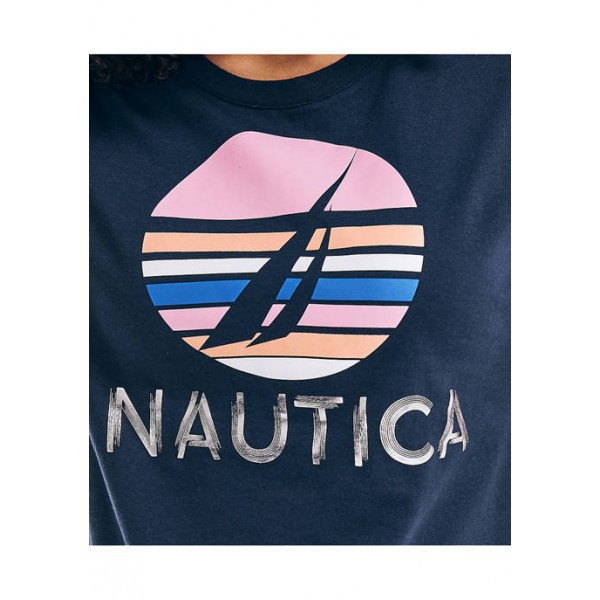 Nautica Women's Metallic Foil Graphic T-Shirt