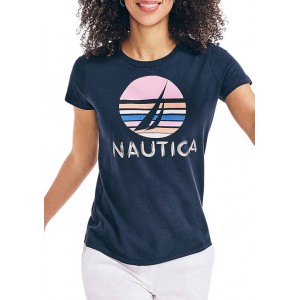 Nautica Women's Metallic Foil Graphic T-Shirt 
