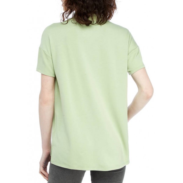 New Directions® Studio Women's Short Sleeve Baby Terry Mock Neck T-Shirt