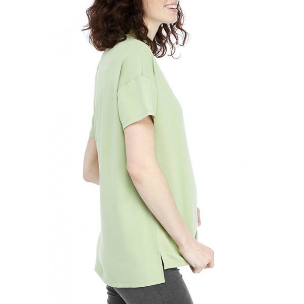New Directions® Studio Women's Short Sleeve Baby Terry Mock Neck T-Shirt
