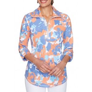 Ruby Rd Women's Must Haves 1/2 Zip Floral Collared Pullover 