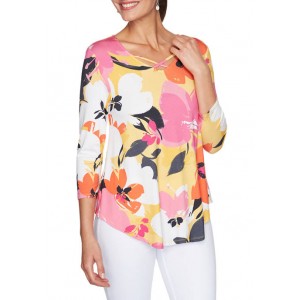 Ruby Rd Women's Must Haves Crisscross V-Neck Floral Top 