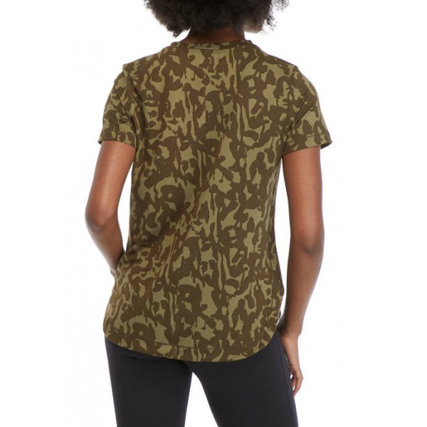 THE LIMITED LIMITLESS Short Sleeve Shirttail Hem Camouflage Top