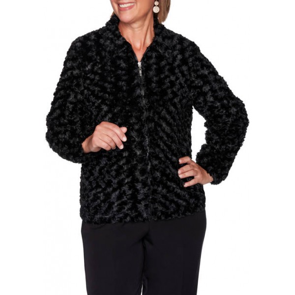 Alfred Dunner Women's Classics Faux Fur Jacket