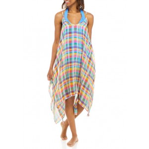 INTO THE BLEU by Amrex Mad for Plaid Handkerchief Hem Swim Cover Up 