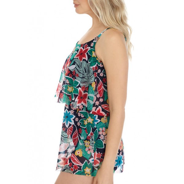 Kim Rogers® Floral Beauty Ruffle Mesh Swim Dress