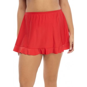 TRUE CRAFT Plus Size Solid Ruffle Swim Skirt 