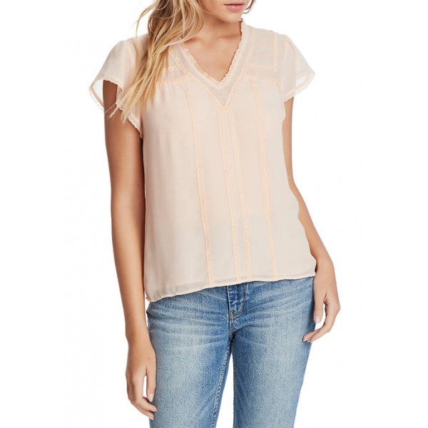 1. State Women's V-Neck Lace Trim Blouse