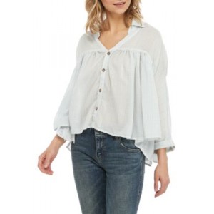 Free People Rainbow Picnic Button Down Top 