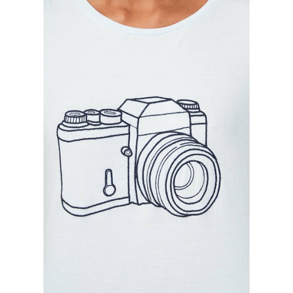 French Connection Camera Embroidered Graphic Tank