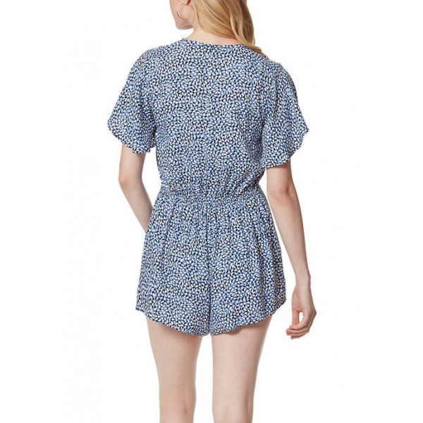 Jessica Simpson Flare Sleeve Printed Button Front Romper