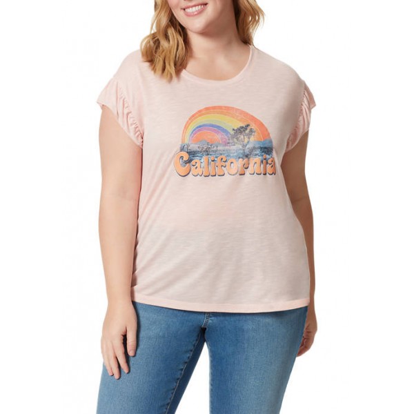 Jessica Simpson Plus Size Flutter Sleeve Keep On Believing Graphic Top