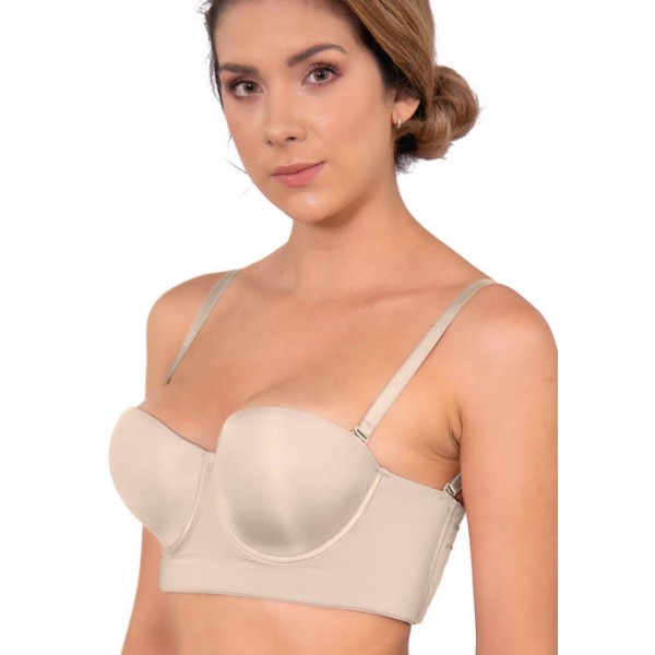 Annette Convertible Longline Balconette Bra with Transparent Backless Mesh Band