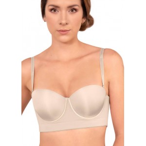 Annette Convertible Longline Balconette Bra with Transparent Backless Mesh Band 
