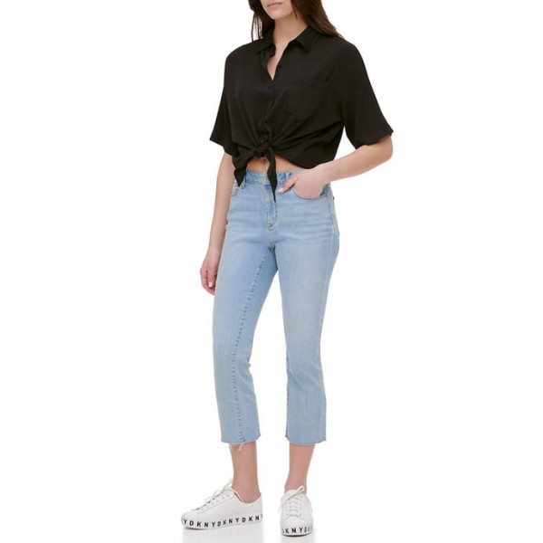 DKNY Men's Foundation Slim Straight Cropped Jeans