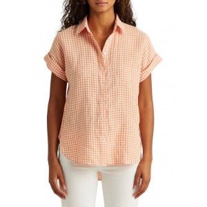 Lauren Ralph Lauren Gingham Linen Dolman-Sleeve Shirt 