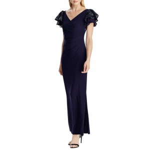 Lauren Ralph Lauren 	 Ruffle-Cap-Sleeve Jersey Gown 