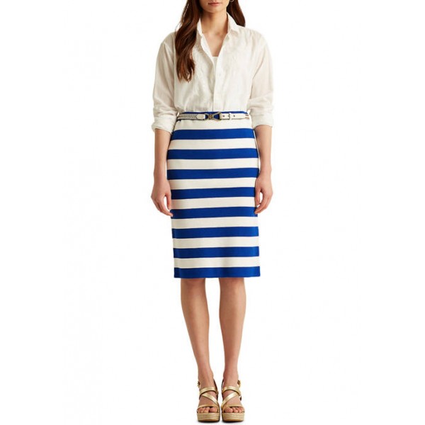 Lauren Ralph Lauren Striped Cotton-Blend Skirt