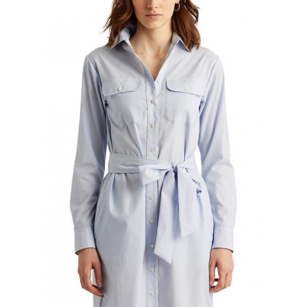Lauren Ralph Lauren Striped Cotton Broadcloth Shirtdress