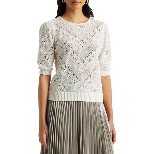 Lauren Ralph Lauren Women's Chevron Pointelle Linen Sweater