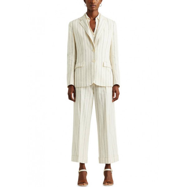 Lauren Ralph Lauren Women's Striped Linen Twill Blazer