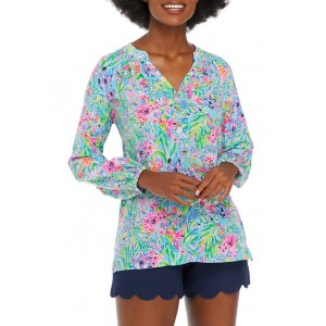 Lilly Pulitzer® Women's Multicolored Floral Blouson Sleeve Split Neck Top 