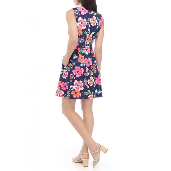Vince Camuto Women's Sleeveless Floral Fit and Flare Dress