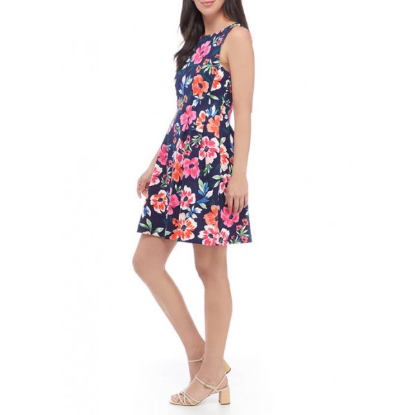 Vince Camuto Women's Sleeveless Floral Fit and Flare Dress