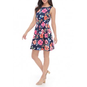 Vince Camuto Women's Sleeveless Floral Fit and Flare Dress 
