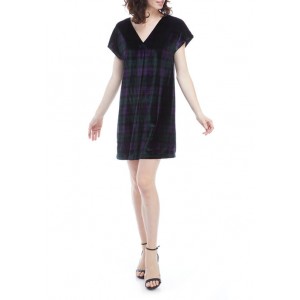 Vineyard Vines Short Sleeve V-Neck Blackwatch Velvet Dress