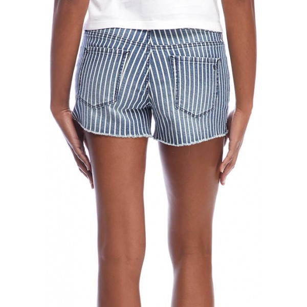 Jessica Simpson Striped Frayed Hem Denim Shorts