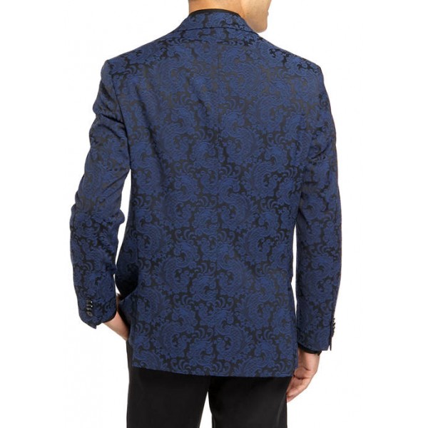 Kenneth Cole Men's Blue Slim Fit Stretch Paisley Dinner Jacket