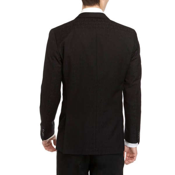 Kenneth Cole Men's Slim Fit Black Stretch Jacquard Dinner Jacket