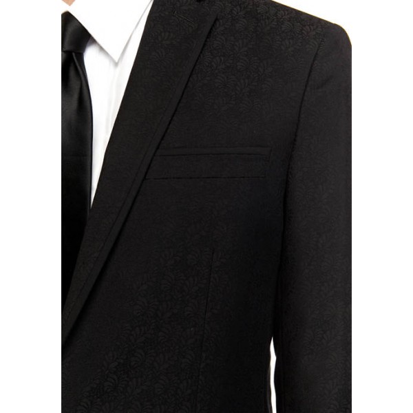 Kenneth Cole Men's Slim Fit Black Stretch Jacquard Dinner Jacket