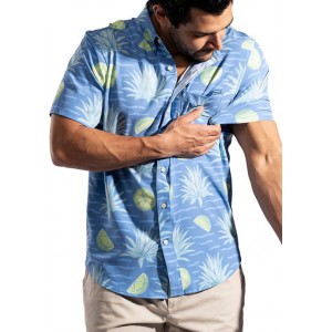 CHUBBIES Men's Medium Blue Printed Button Down Shirt