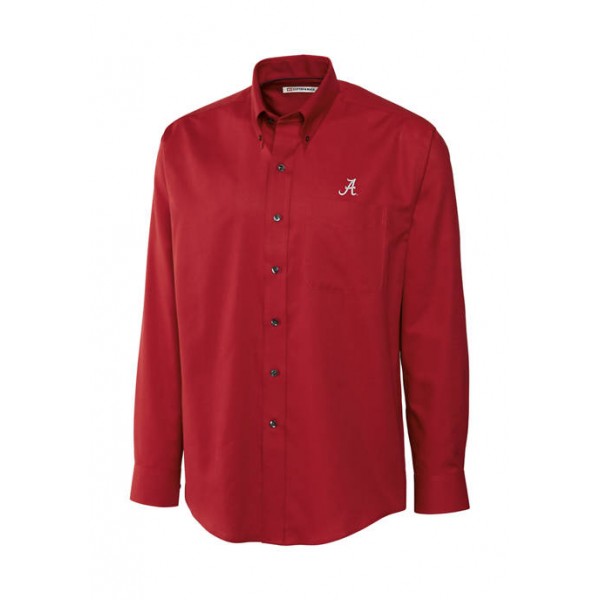 Cutter & Buck Big & Tall NCAA Alabama Crimson Tide Long Sleeve Epic Easy Care Nailshead Shirt