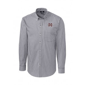 Cutter & Buck Big & Tall NCAA Mississippi State Bulldogs Long Sleeve Stretch Gingham Button Down 