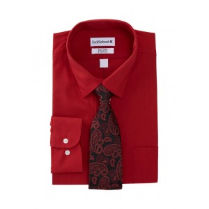 Saddlebred® 2 Piece Solid Dress Shirt and Tie Set 