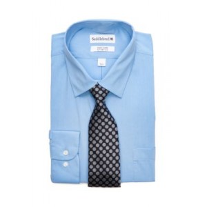 Saddlebred® 2 Piece Stretch Point Collar Dress Shirt and Tie Set 