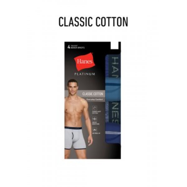 Hanes® Platinum Classic Cotton Tagless® Boxer Briefs 4 Pack