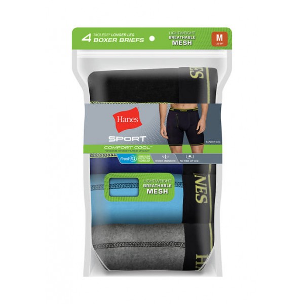 Hanes® Ultimate Sport Breathable Mesh Long Leg Boxer Briefs - 4 Pack