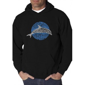 LA Pop Art Word Art Graphic Hooded Sweatshirt - Species of Dolphin 
