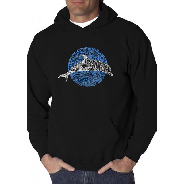 LA Pop Art Word Art Graphic Hooded Sweatshirt - Species of Dolphin