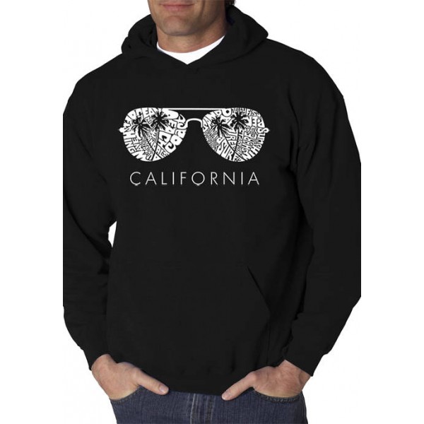 LA Pop Art Word Art Hooded Graphic Sweatshirt - California Shades