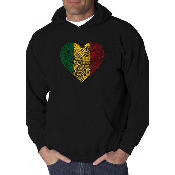 LA Pop Art Word Art Hooded Graphic Sweatshirt - One Love Heart